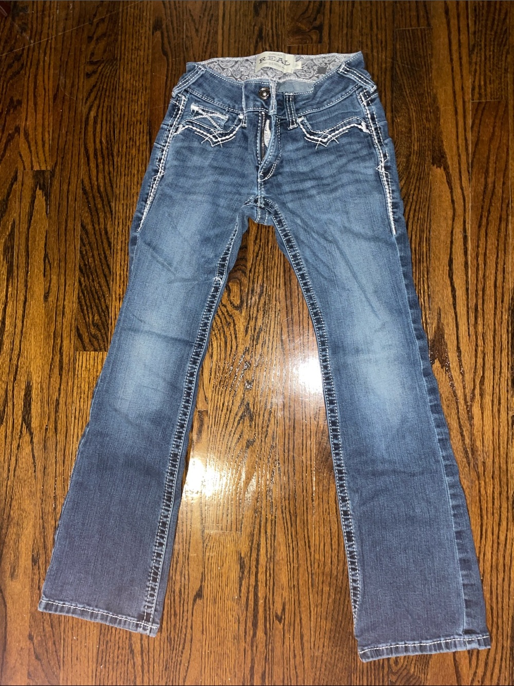 Ariat Medium Wash Bootcut Jeans with White Stitching